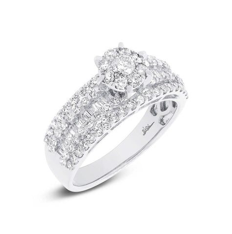 1.23 Ctw 18k White Gold Diamond Cluster Ring