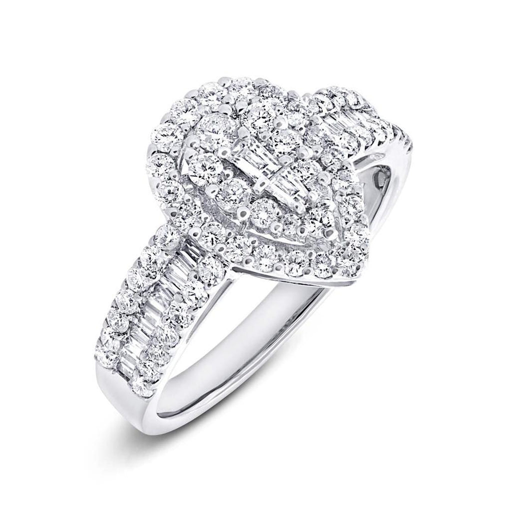 1.10 Ctw 18k White Gold Diamond Womens Ring