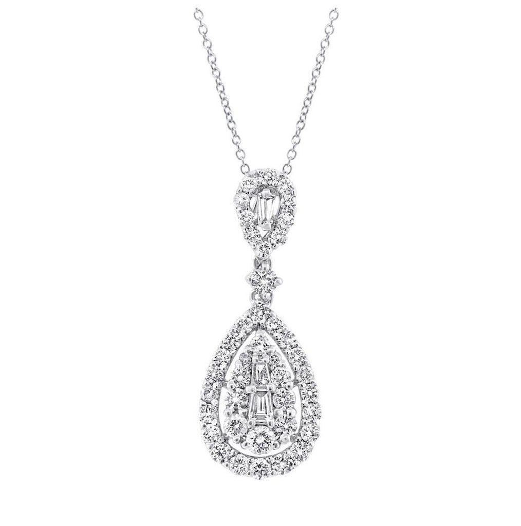 0.78 Ctw 18k White Gold Diamond Pendant Necklace With 18 Inch Chain