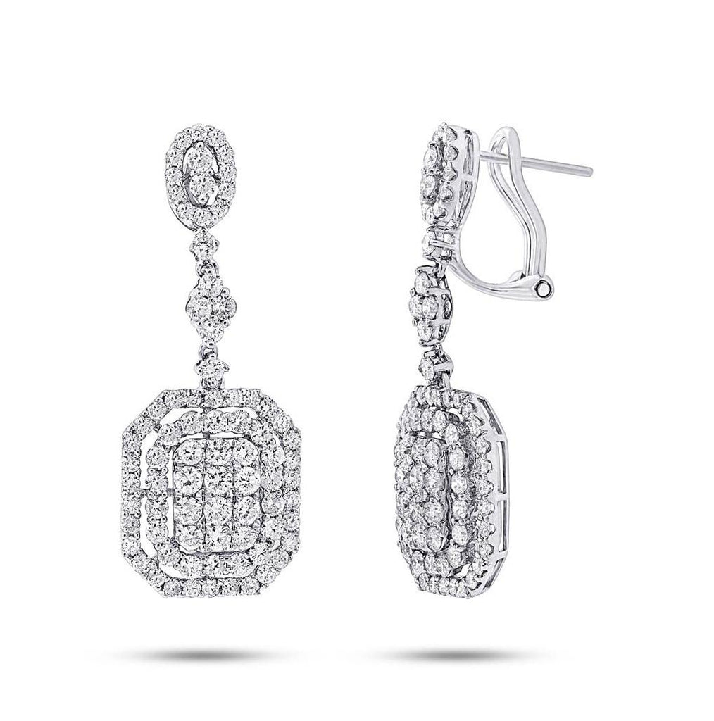 3.54 Ctw 18k White Gold Diamond Earring