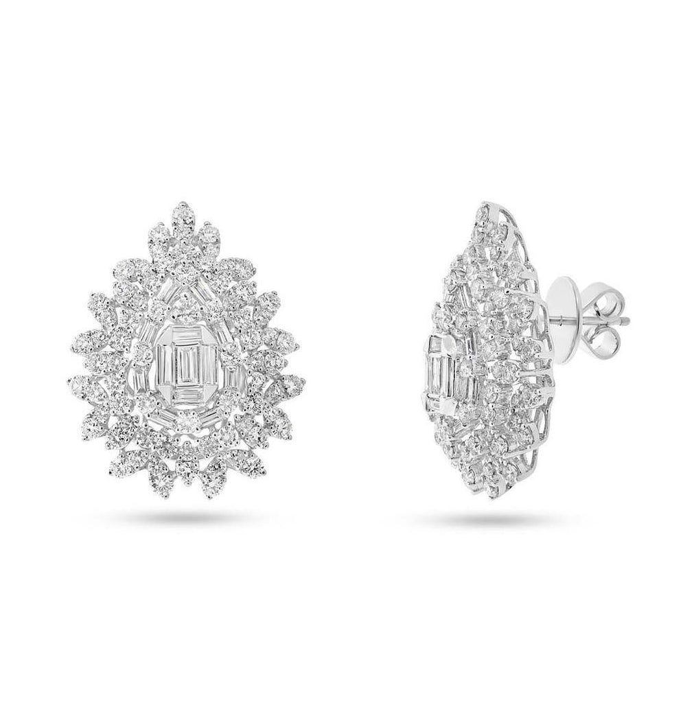 4.09 Ctw 18k White Gold Diamond Earring