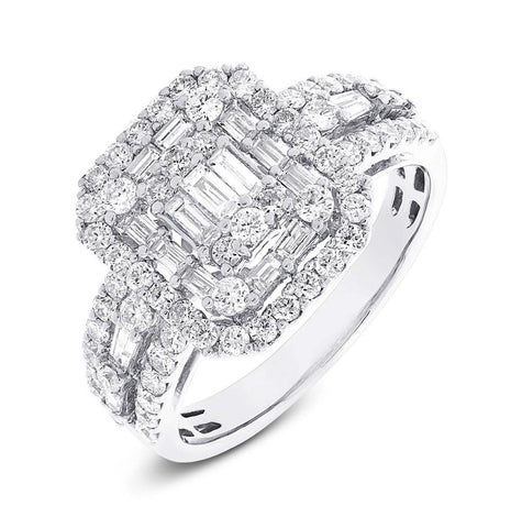 1.40 Ctw 18k White Gold Diamond Womens Ring