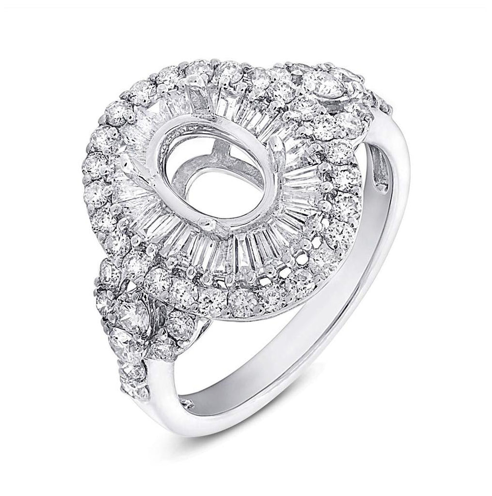 1.35 Ctw 18k White Gold Diamond Semi-mount Ring