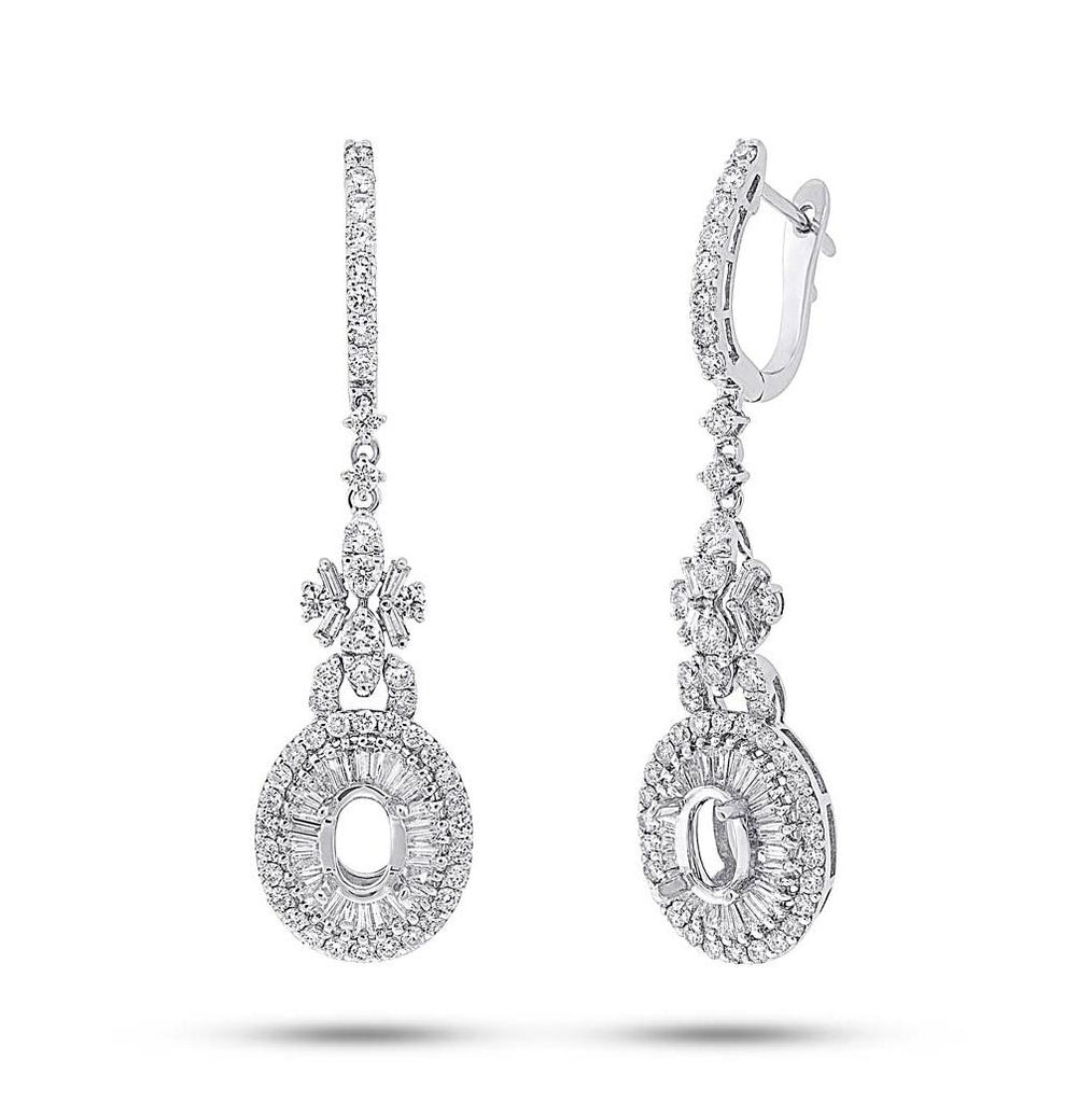 2.35 Ctw 18k White Gold Diamond Semi-mount Earring