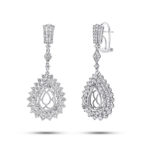 4.43 Ctw 18k White Gold Diamond Semi-mount Earring