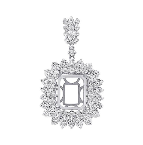 3.12 Ctw 18k White Gold Diamond Semi-mount Pendant Necklace With 18 Inch Chain