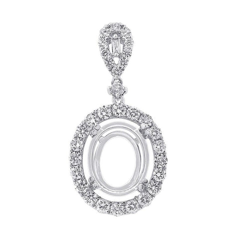 0.96 Ctw 18k White Gold Diamond Semi-mount Pendant Necklace With 18 Inch Chain