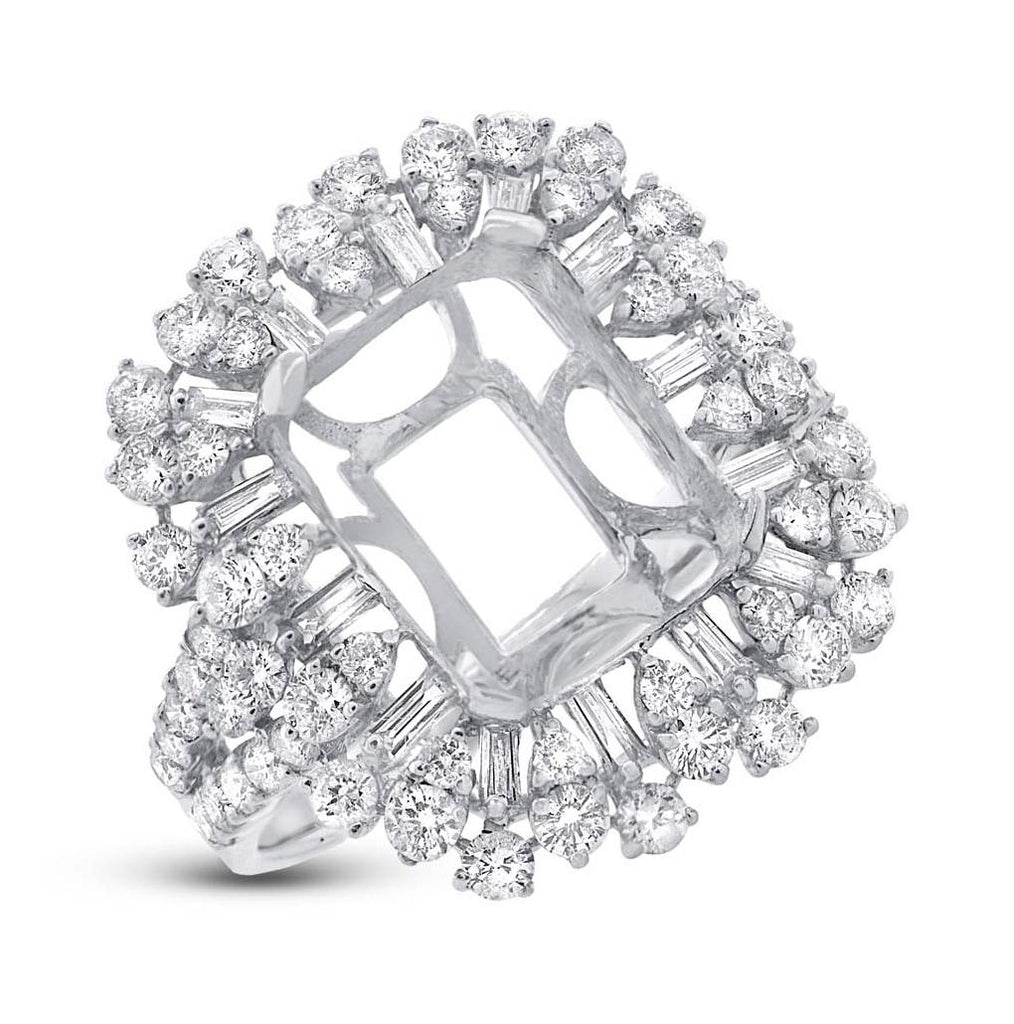 1.72 Ctw 18k White Gold Diamond Semi-mount Ring