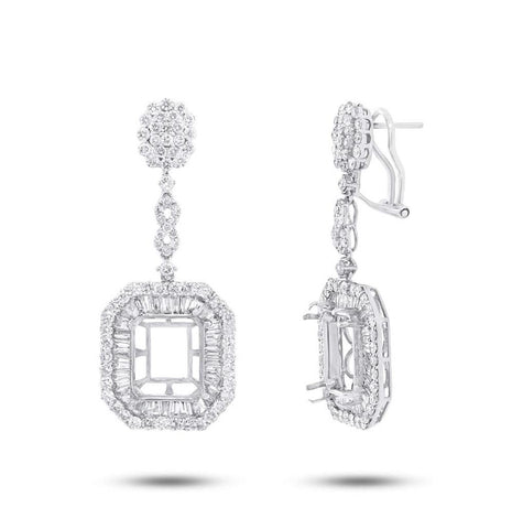 4.26 Ctw 18k White Gold Diamond Semi-mount Earring