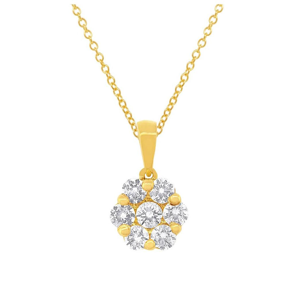 0.53 Ctw 14k Yellow Gold Diamond Round Invisible Pendant Necklace With 18 Inch Chain