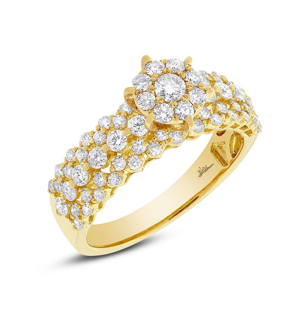 1.21 Ctw 18k Yellow Gold Diamond Cluster Womens Ring