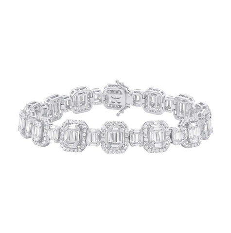 7.24 Ctw 18k White Gold Diamond Baguette Bracelet