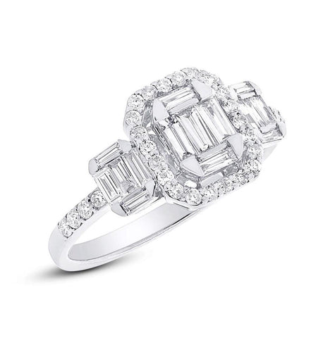 0.85 Ctw 18k White Gold Diamond Baguette Womens Ring