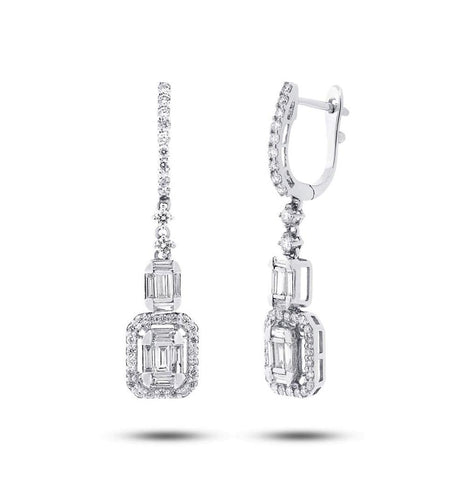 1.27 Ctw 18k White Gold Diamond Baguette Earring