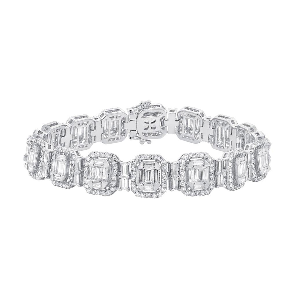 6.99 Ctw 18k White Gold Diamond Baguette Bracelet