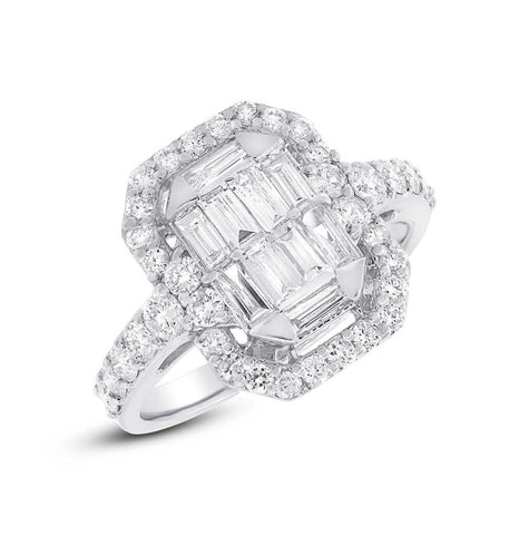 1.72 Ctw 18k White Gold Diamond Baguette Womens Ring