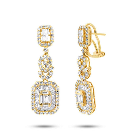 3.18 Ctw 18k Yellow Gold Diamond Earring