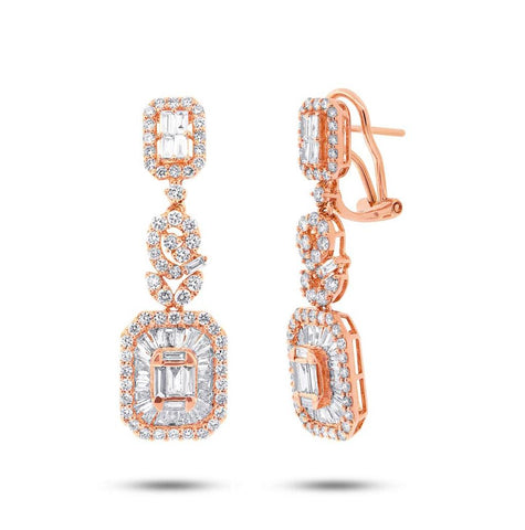 3.18 Ctw 18k Rose Gold Diamond Earring