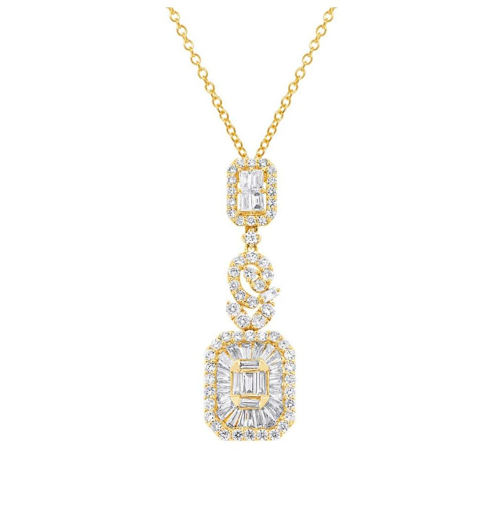 2.40 Ctw 18k Yellow Gold Diamond Pendant Necklace With 18 Inch Chain