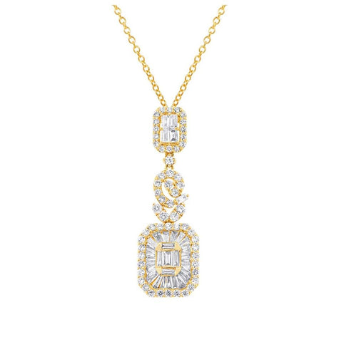 2.40 Ctw 18k Yellow Gold Diamond Pendant Necklace With 18 Inch Chain