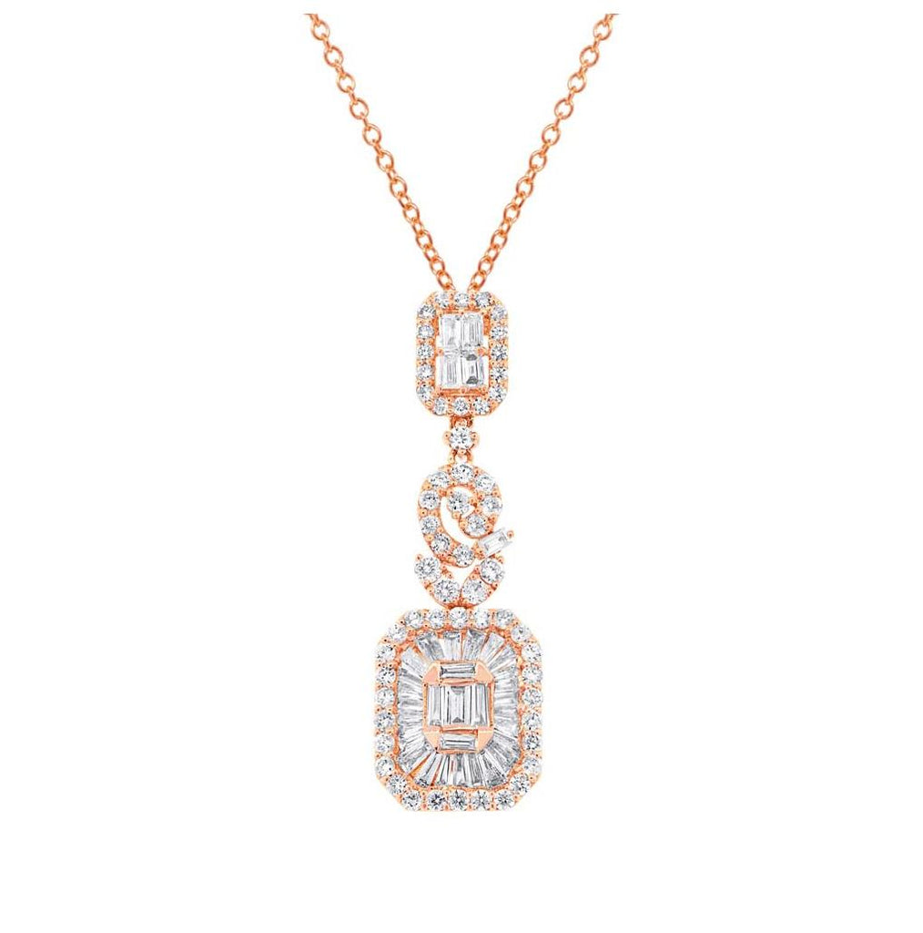 2.40 Ctw 18k Rose Gold Diamond Pendant Necklace With 18 Inch Chain