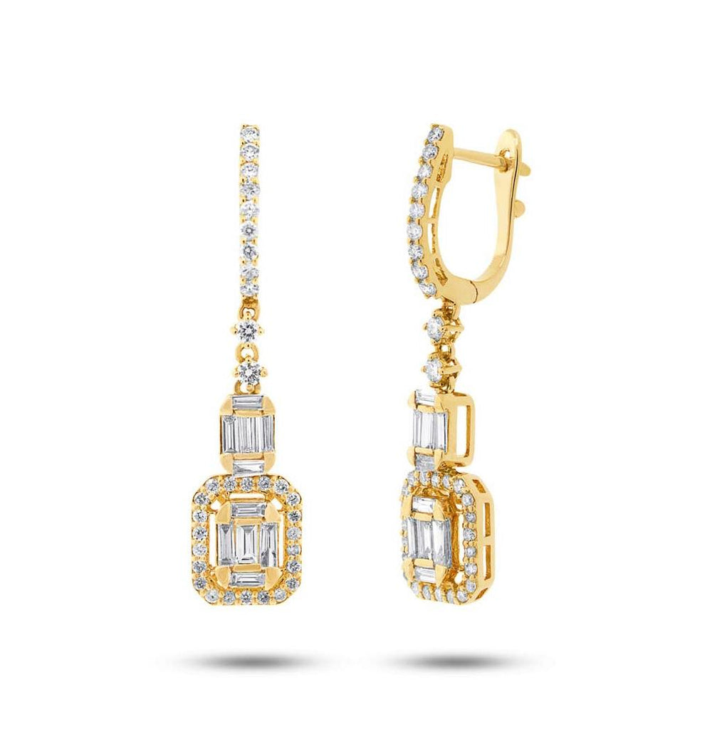 1.27 Ctw 18k Yellow Gold Diamond Baguette Earring