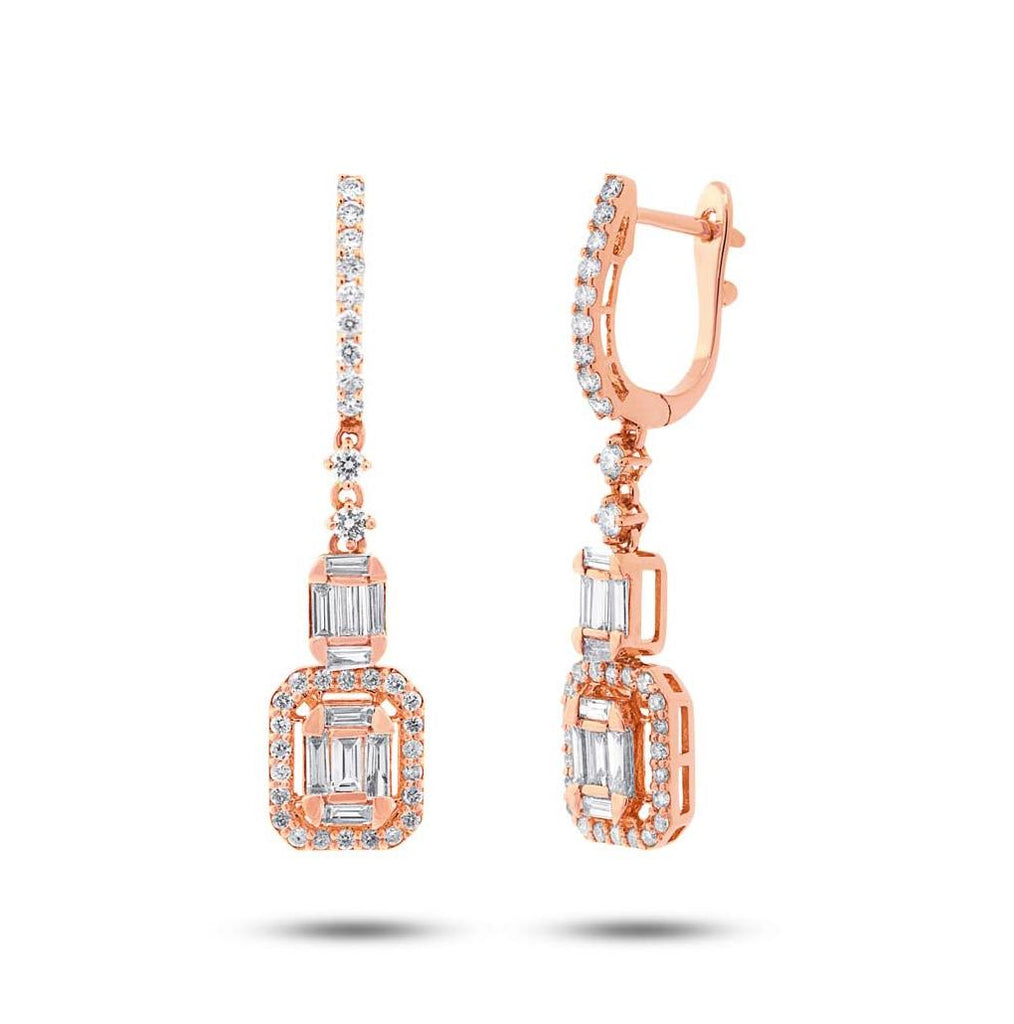 1.27 Ctw 18k Rose Gold Diamond Baguette Earring