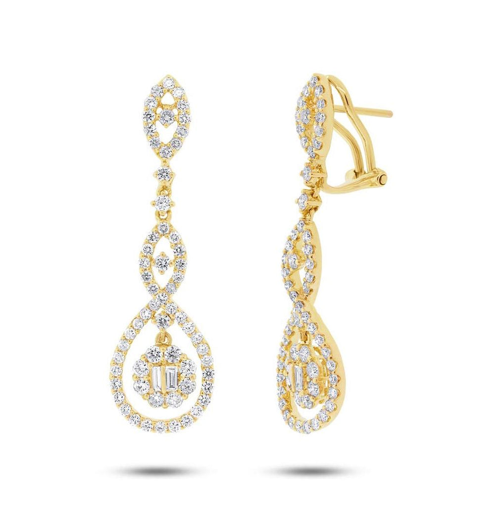 2.18 Ctw 14k Yellow Gold Diamond Earring