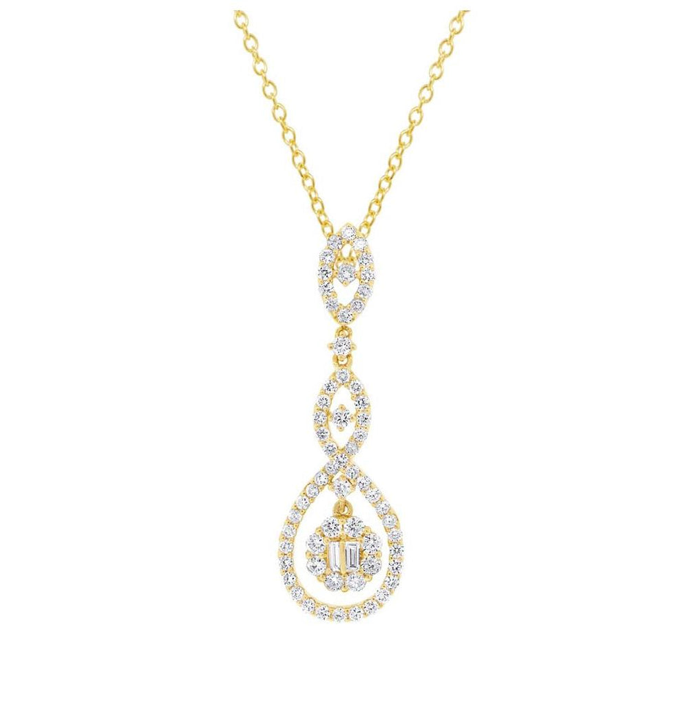 1.35 Ctw 18k Yellow Gold Diamond Pendant Necklace With 18 Inch Chain