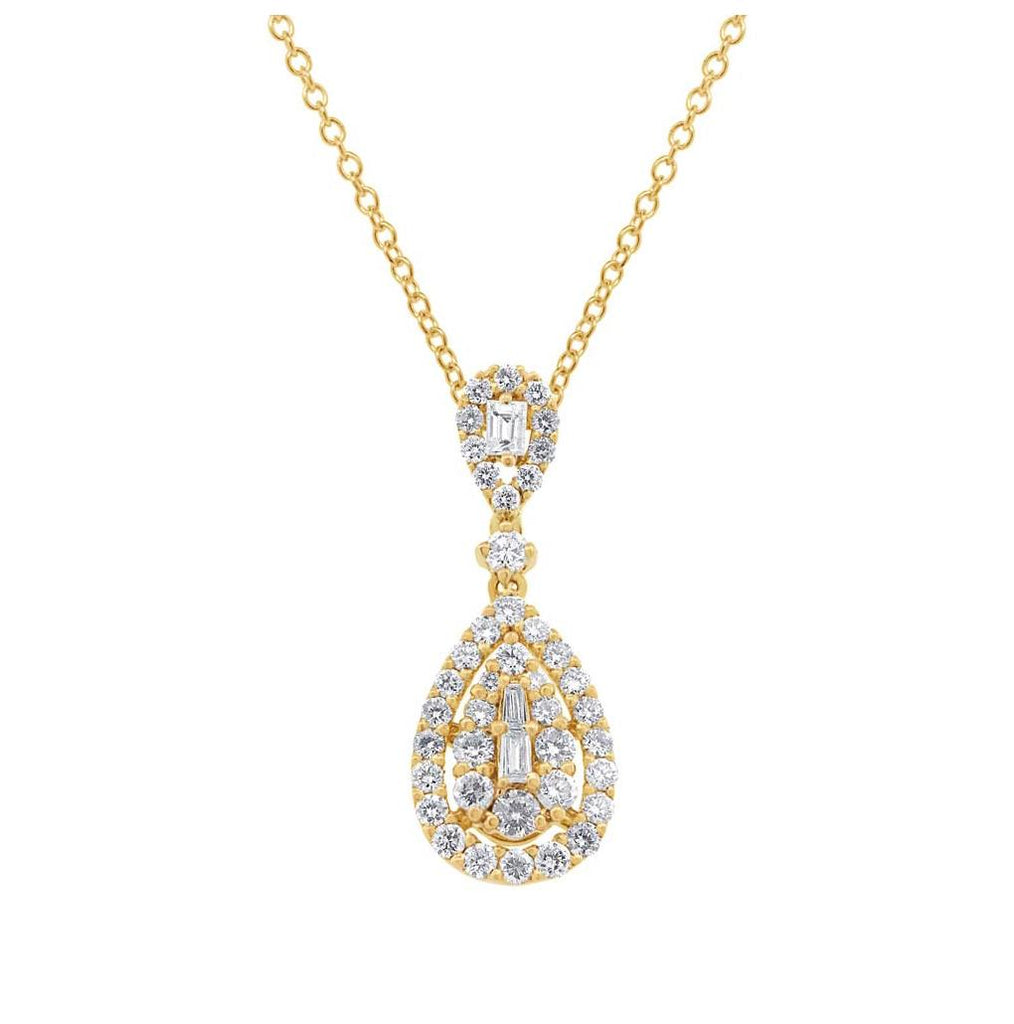 0.78 Ctw 18k Yellow Gold Diamond Pendant Necklace With 18 Inch Chain