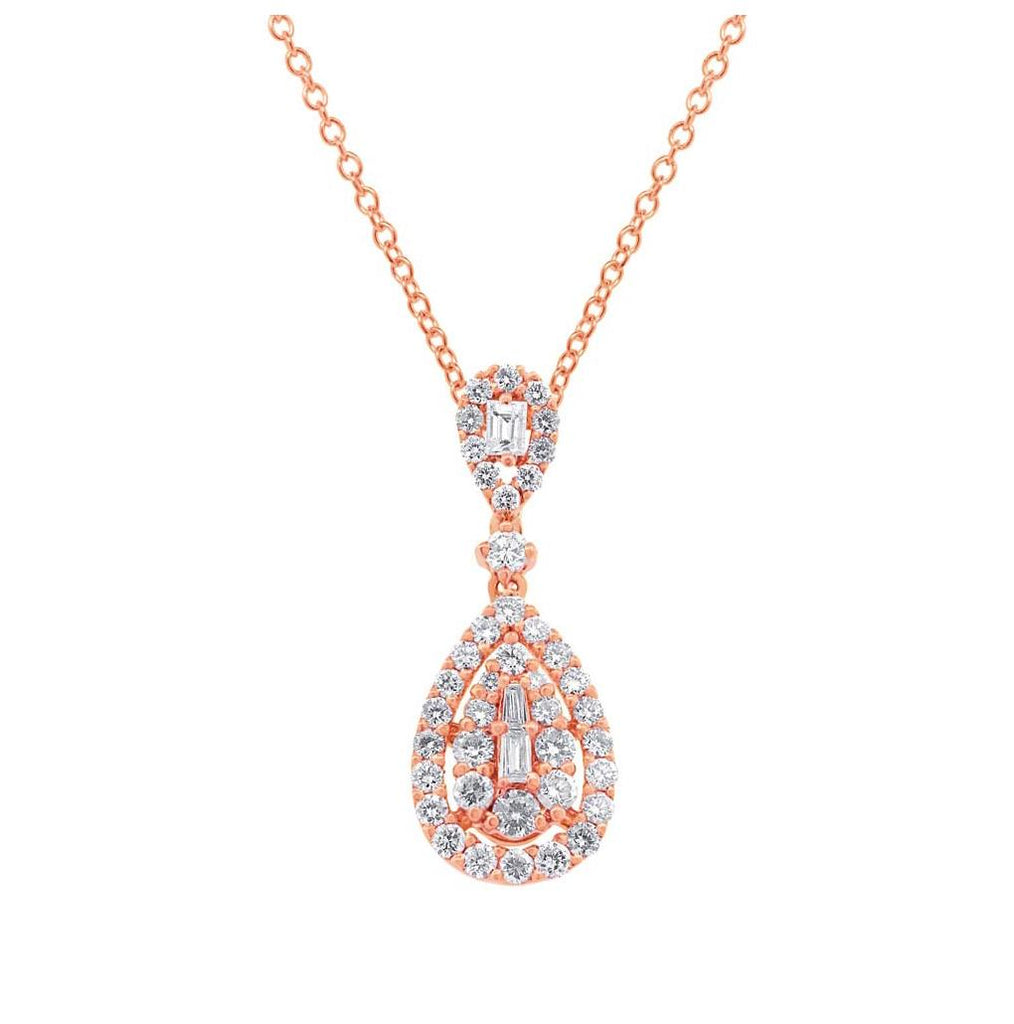 0.78 Ctw 18k Rose Gold Diamond Pendant Necklace With 18 Inch Chain