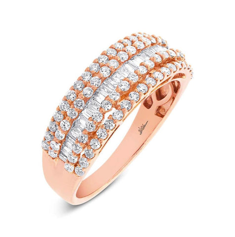 1.22 Ctw 18k Rose Gold Diamond Baguette Womens Band