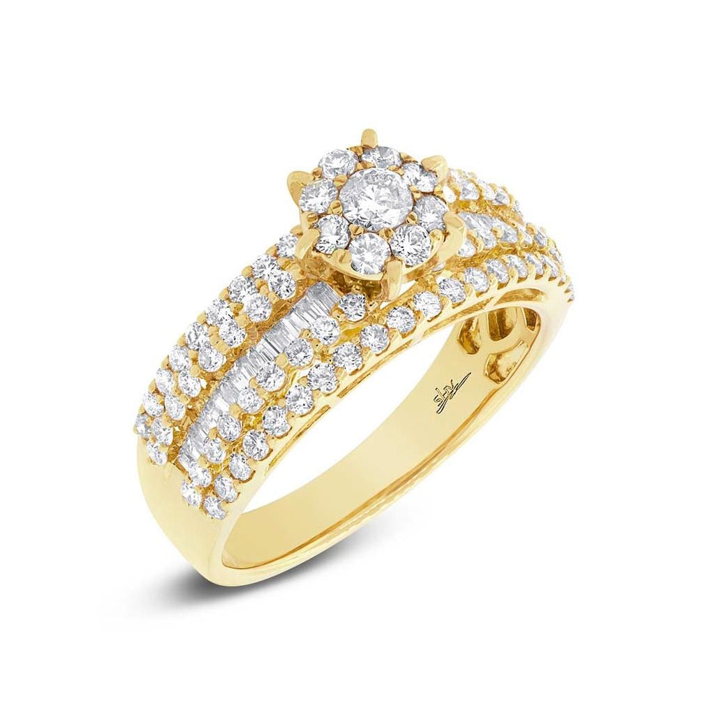 1.23 Ctw 18k Yellow Gold Diamond Cluster Ring