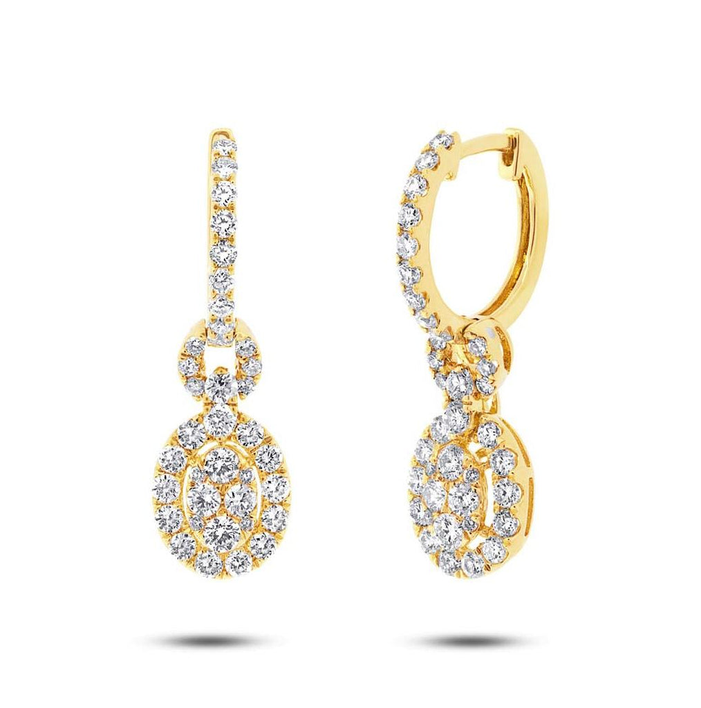 1.42 Ctw 18k Yellow Gold Diamond Earring