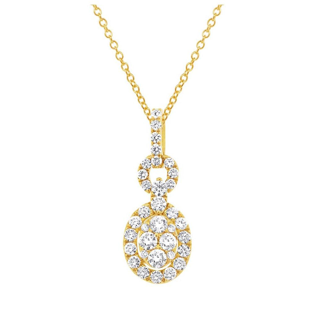 0.86 Ctw 18k Yellow Gold Diamond Pendant Necklace With 18 Inch Chain