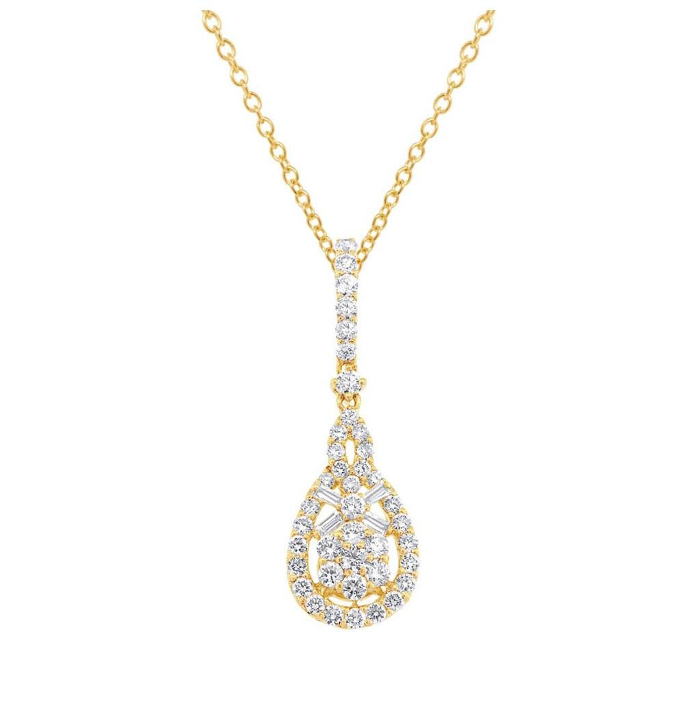 0.93 Ctw 18k Yellow Gold Diamond Pendant Necklace With 18 Inch Chain