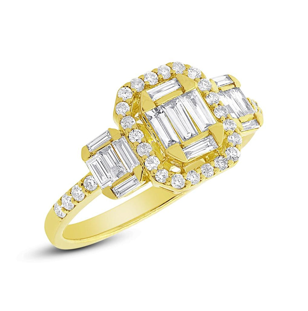 0.85 Ctw 18k Yellow Gold Diamond Baguette Womens Ring