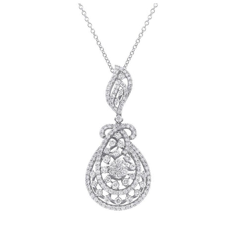 4.57 Ctw 18k White Gold Diamond Pendant Necklace With 18 Inch Chain