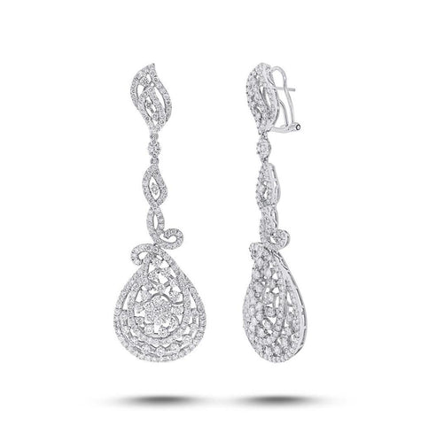 8.74 Ctw 18k White Gold Diamond Earring