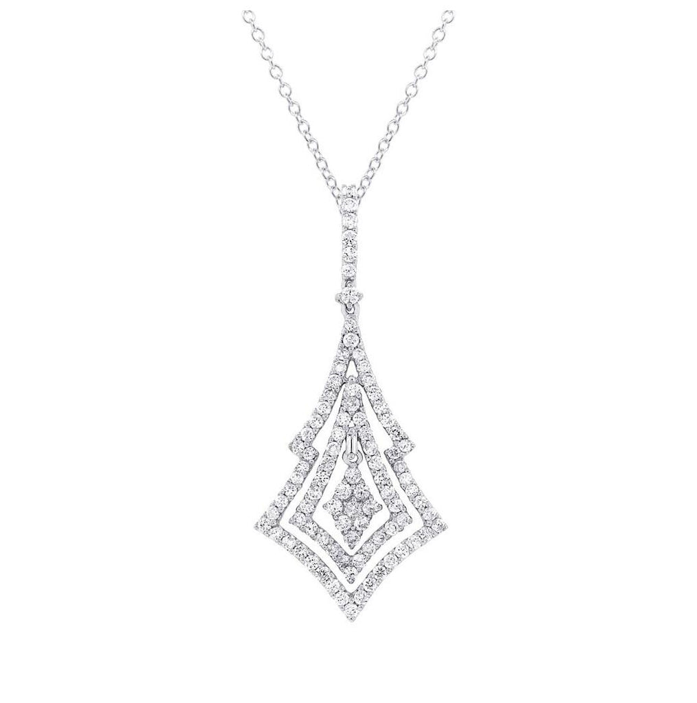 1.61 Ctw 18k White Gold Diamond Pendant Necklace With 18 Inch Chain