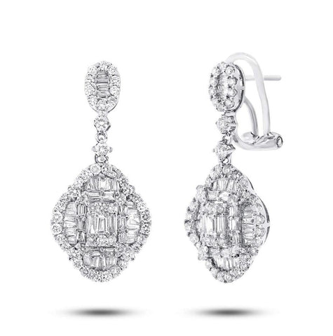 2.22 Ctw 18k White Gold Diamond Earring