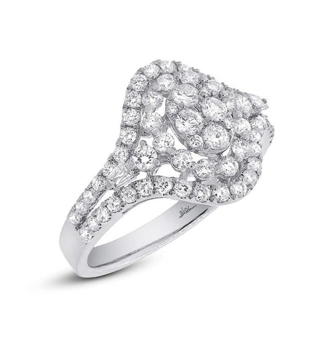 1.37 Ctw 18k White Gold Diamond Womens Ring