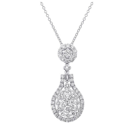 1.35 Ctw 18k White Gold Diamond Pendant Necklace With 18 Inch Chain