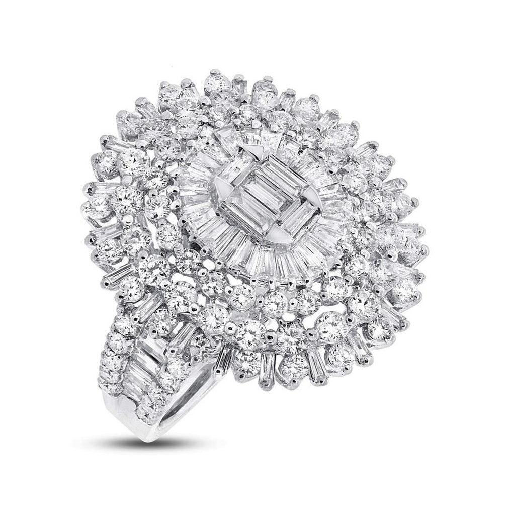 3.40 Ctw 18k White Gold Diamond Womens Ring