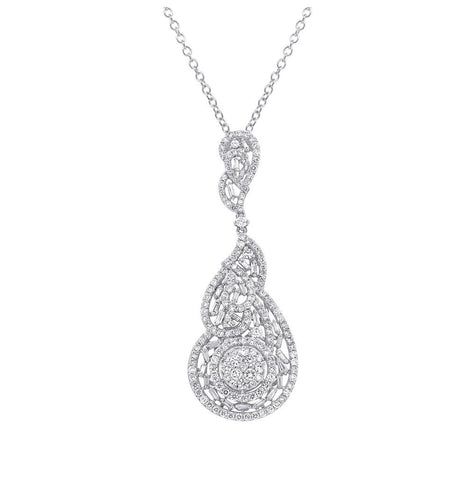 3.94 Ctw 18k White Gold Diamond Pendant Necklace With 18 Inch Chain