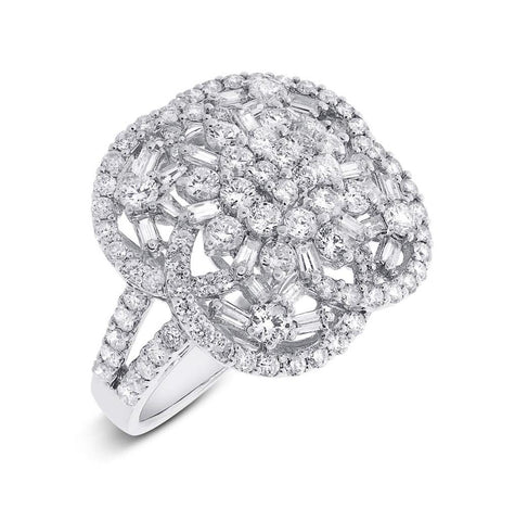 2.93 Ctw 18k White Gold Diamond Womens Ring