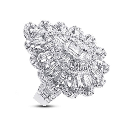 3.80 Ctw 18k White Gold Diamond Womens Ring