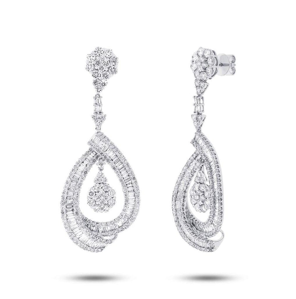 7.76 Ctw 18k White Gold Diamond Earring