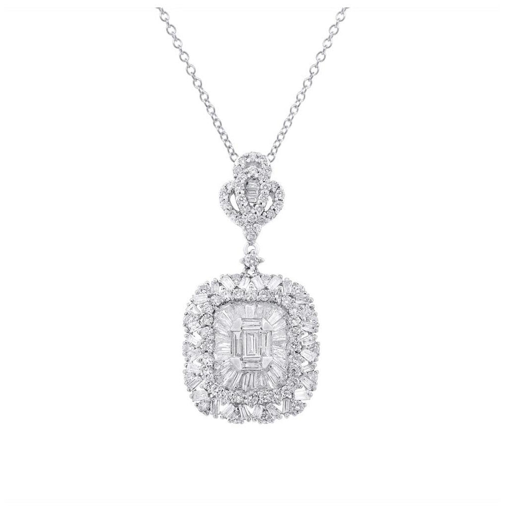 2.32 Ctw 18k White Gold Diamond Pendant Necklace With 18 Inch Chain