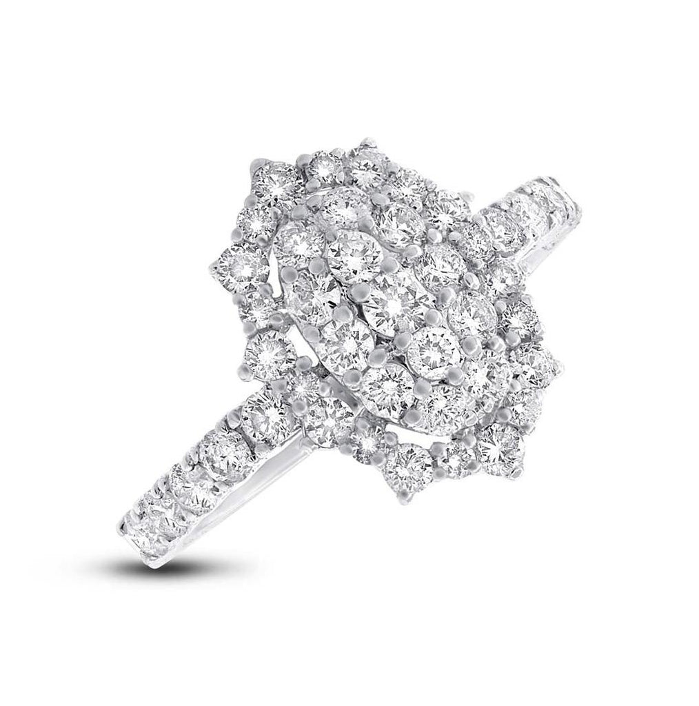 1.45 Ctw 18k White Gold Diamond Womens Ring